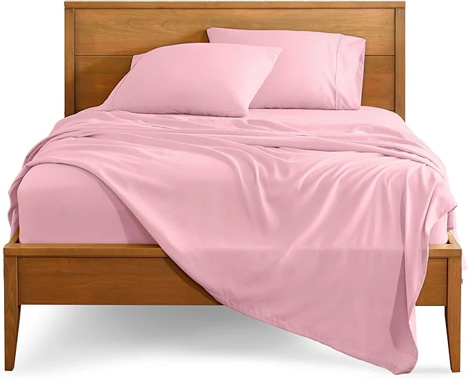 Exceptional Bare Home Split Head Flex King Sheet Set - 1800 Ultra-Soft Microfiber Bed Sheets - Double Brushed - Deep Pockets - Easy Fit - 4 Piece Set - Bedding Sheets amp Pillowcases Light Pink High-Quality