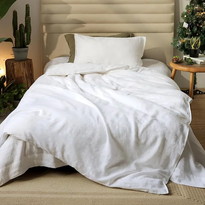Genuine XZ XIFA White Linen Duvet Cover Twin Washed French Flax Linen Bedding Set with Zipper Closure Cooling amp Textured Bed Sets for Hot Sleepers 1 Duvet Cover 1 Pillowcases Long-Lasting