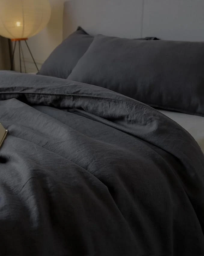 Outstanding XZ XIFA Dark Grey Linen Duvet Cover Full Washed French Flax Linen Bedding Set with Zipper Closure Cooling amp Textured Bed Sets for Hot Sleepers 1 Duvet Cover 2 Pillowcases Secure