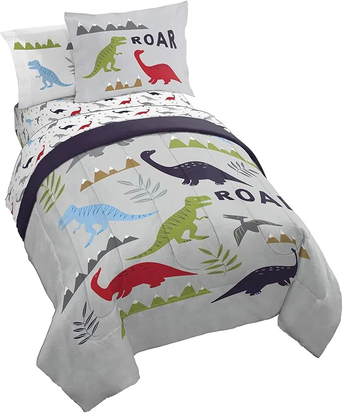 Verified Jay Franco Trend Collector Dinosaur Roar 5 Piece Twin Bed Set - Includes Comforter amp Sheet Set - Super Soft Fade Resistant Microfiber Bedding Outstanding