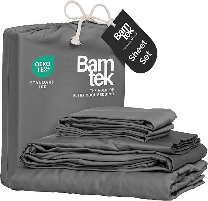 Comfortable Viscose Bamboo Sheets - Cal King Sheet Set 4PC - Cooling Sheets for Hot Sleepers with Moisture Wicking Technology - Silky Soft 18 Inch Deep Pocket - Steel 72 quot x84 quot Responsible
