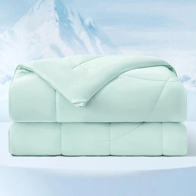 Unique Bedsure Cooling Comforter King Size - Cooling Blankets for Hot Sleepers Lightweight Comforter for Summer with Dual-Sided Cool Tech Soft Breathable Cold Blanket for Sleeping Green 102x90 Inches Smooth