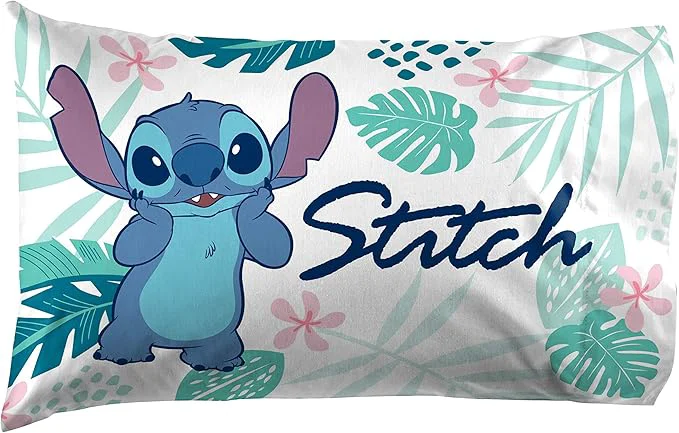 Expertly Made Jay Franco Disney Lilo amp Stitch Misty Palm 1 Pack Pillowcase - Double-Sided Kids Super Soft Bedding Powerful
