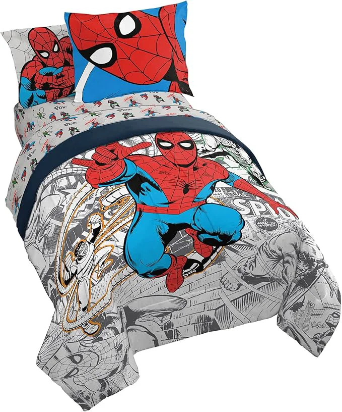 Prestigious Marvel Spiderman Spidey 7 Piece Full Size Bed Set - Includes Comforter amp Sheet Set Bedding - Super Soft Fade Resistant Microfiber Product Exceptional