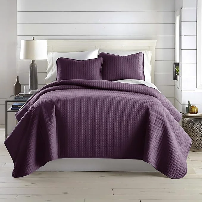 Expertly Made Southshore Fine Living Inc. Quilts Queen Size Full Size Quilt Bedding Set Stain amp Pet Hair Resistant Bedding Coverlet Queen Size Full Size Lightweight Bedspread with 2 Pillow Shams Purple Verified