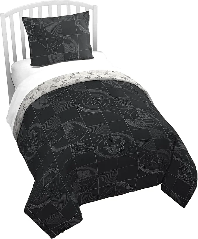 Minimalist Jay Franco Kids Duvet Cover Set with Sham amp Pillowcase – Ultra-Soft Bedding for Room Decor Cover ONLY Comforter NOT Included Black - Marvel Comics 2 Piece Twin Selected
