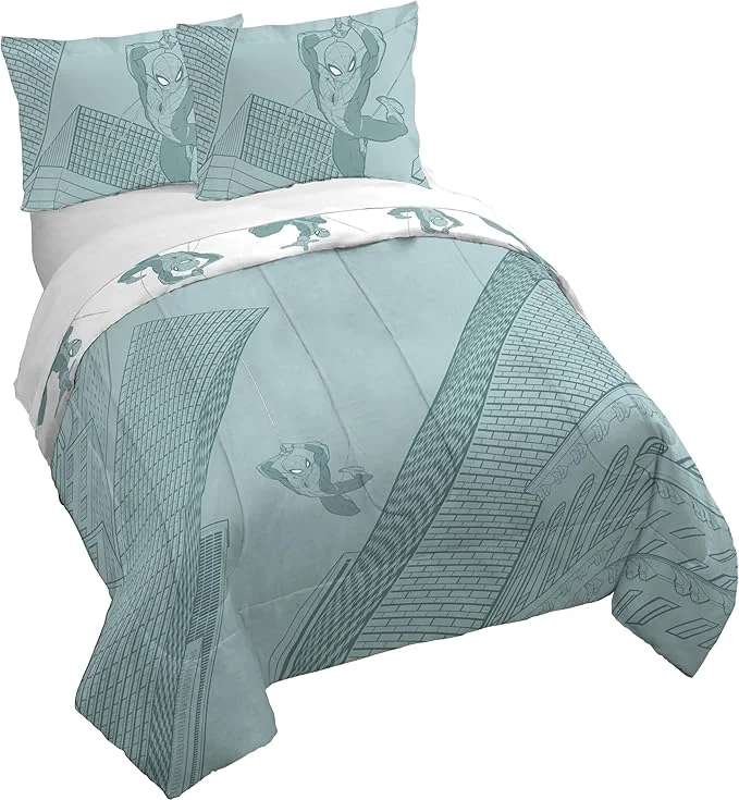 Easy-to-Use Jay Franco Kids Duvet Cover Set with Sham amp Pillowcase – Ultra-Soft Bedding for Room Decor Cover ONLY Comforter NOT Included Green - Spiderman 3 Piece Queen Environmentally Friendly