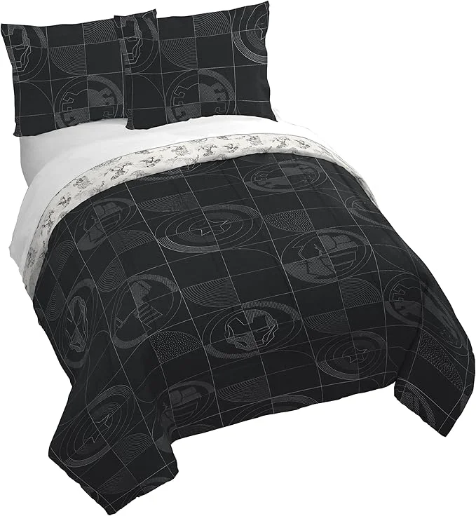 Verified Jay Franco Kids Duvet Cover Set with Sham amp Pillowcase – Ultra-Soft Bedding for Room Decor Cover ONLY Comforter NOT Included Black - Marvel Comics 3 Piece King Sophisticated