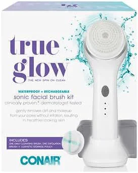 Easy-to-Use Conair True Glow Sonic Facial Brush Kit Waterproof and Rechargeable Reliable