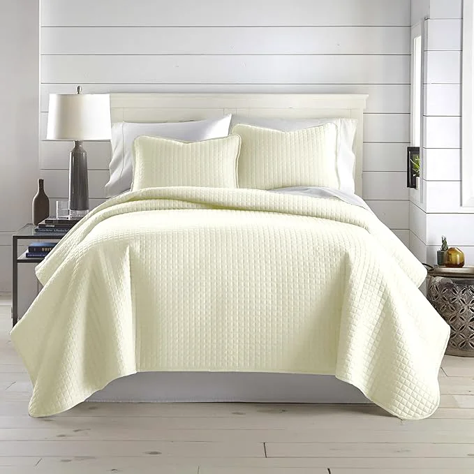 High-End Southshore Fine Living Inc. Twin XL Quilt Bedding Set Soft Brushed Microfiber Bedspread Coverlet Stain and Pet Hair Resistant Bedding XL Twin Size Quilt Set with 1 Pillow Sham Cream Healthy