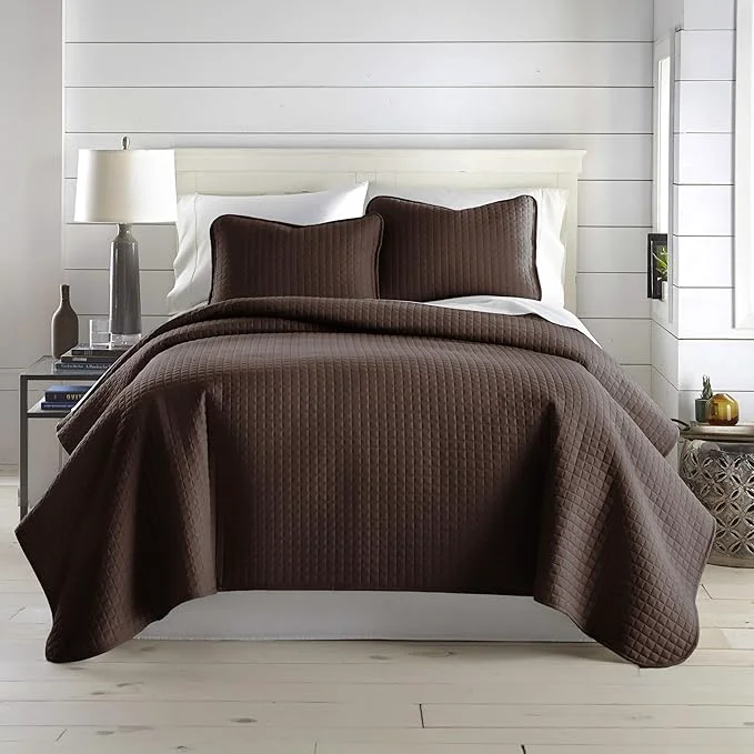 Effective Southshore Fine Living Inc. Full Queen Quilt Bedding Set Comfy Microfiber Coverlet Queen Size Bedspread Stain and Pet Hair Resistant Bedding Full Size Quilt Set w 2 Shams Chocolate Brown Crafted