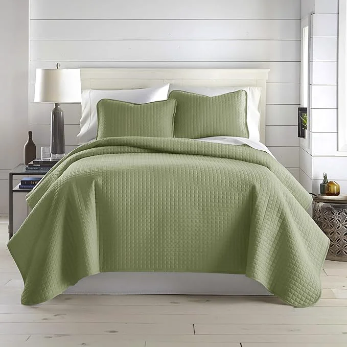 Long-Lasting Southshore Fine Living Inc. Twin XL Comforter Quilt Set Dorm Room Bedding Essentials Stain Resistant Machine Washable Bed Spread Twin XL Green Quilt Bedspread Set w Pillow Sham Sage Green Smart