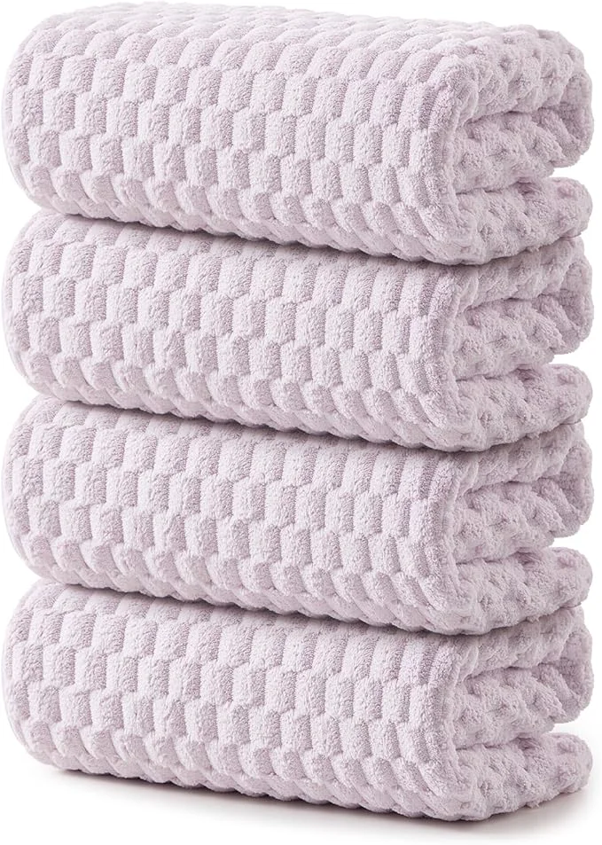 Pure REDKISS 4 Pack Purple Microfiber Bath Towels Unique