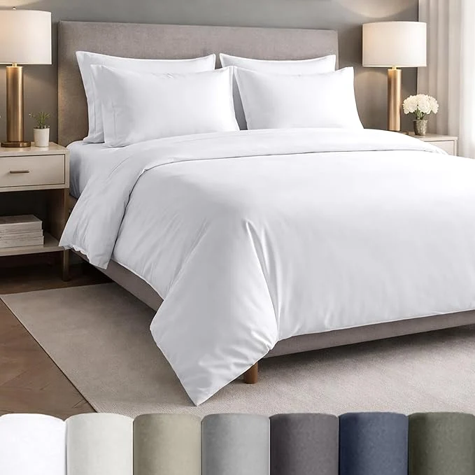 Certified California Design Den Egyptian Cotton Full Size Sheets Set - Lightweight amp Crisp Percale Cotton Sheets Full with Deep Pockets Durable Luxury Bedding Set - White Exclusive