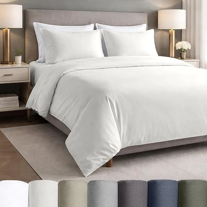 Outstanding California Design Den Egyptian Cotton Queen Sheets Set - Lightweight amp Crisp Percale Sheets Queen Deep Pocket Set Durable Luxury Bedding - Ivory Genuine
