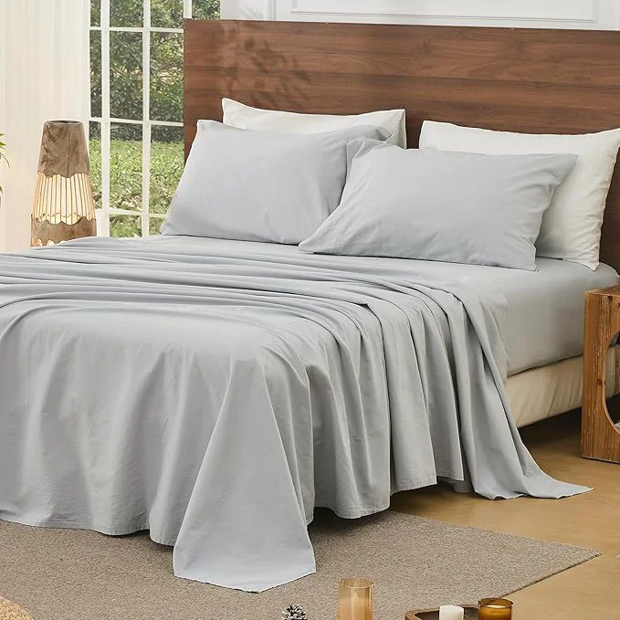 Effective Bedlifes French Pure Linen Sheets Queen Size Breathable and Cooling Flax Sheet Set Soft Durable and Moisture Wicking 16 Inch Deep Pocket-4 Piece Queen Grey Green