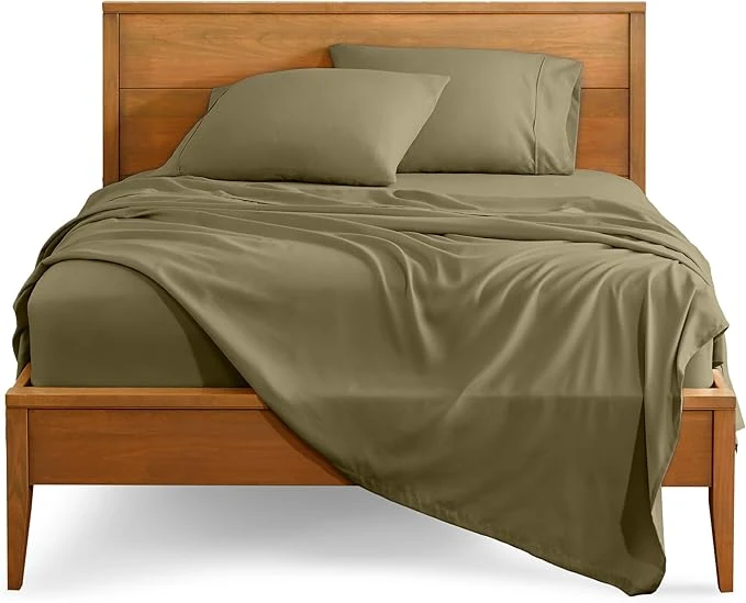 High-Performance Bare Home Twin XL Sheet Set - 1800 Ultra-Soft Microfiber Twin Extra Long Bed Sheets - Double Brushed - Deep Pockets - Easy Fit - 3 Piece Set - Bedding Sheets amp Pillowcases Twin XL Olive Smooth