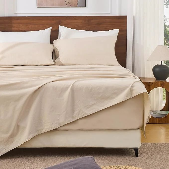 Relaxed Bedlifes French Linen Sheets California King Size 18-24 quot Extra Deep Pocket 4-Piece Set Breathable amp Moisture-Wicking Soft amp Durable Sheets for Thick Mattresses Linen Unique
