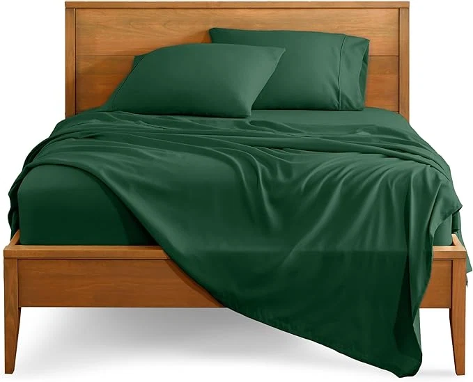 Modern Bare Home Split King Sheet Set - 1800 Ultra-Soft Microfiber Bed Sheets - Double Brushed - Deep Pockets - Easy Fit - 5 Piece Set - Bedding Sheets amp Pillowcases Split King Forest Green Innovative