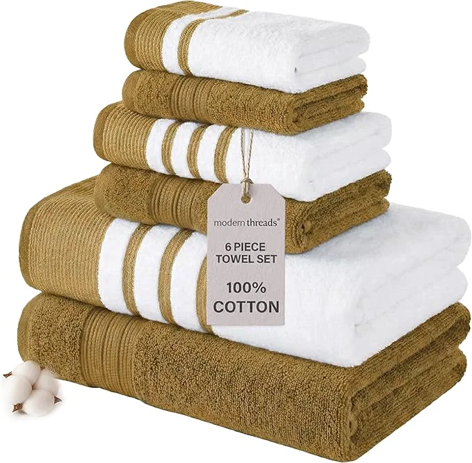 Casual Modern Threads 6-Piece Towel Set – Cotton Quick Dry Ultra Absorbent – Innovative