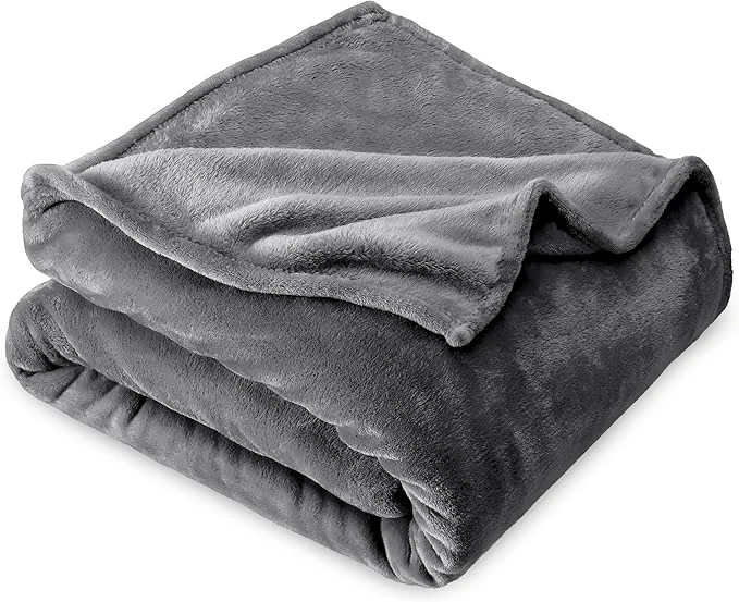 Proven Bare Home Fleece Blanket - Kid Size - Ultra-Soft Lightweight for Bed Sofa and Couch - Luxury Microplush - Cozy Warm Blanket Kid Grey Clean