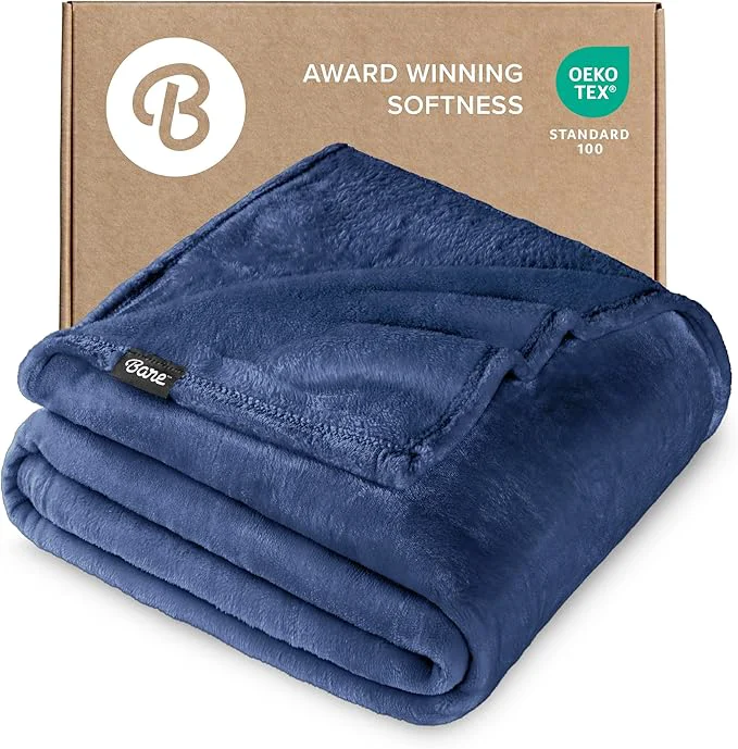 Carefully Designed Bare Home Fleece Blanket - King Size - Ultra-Soft Lightweight for Bed Sofa and Couch - Luxury Microplush - Cozy Warm Blanket King Dark Blue Fast
