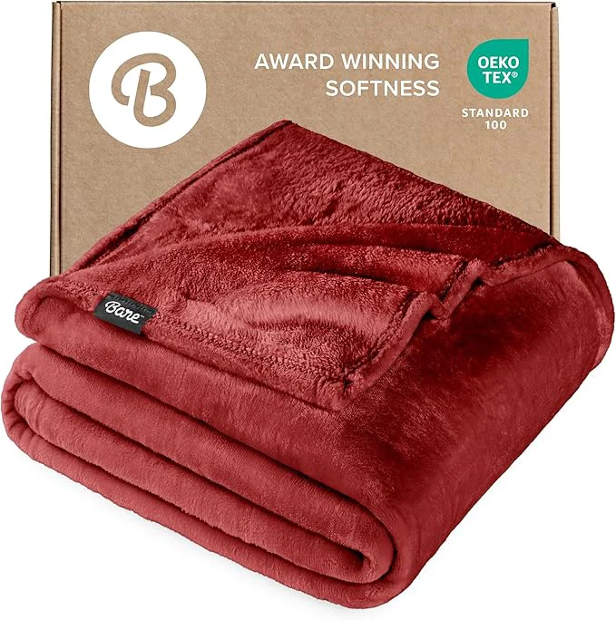 Trendy Bare Home Fleece Blanket - King Size - Ultra-Soft Lightweight for Bed Sofa and Couch - Luxury Microplush - Cozy Warm Blanket King Rosewood Stylish