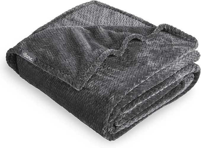 Proven Bare Home Textured Fleece Blanket - Twin Twin Extra Long - Ultra-Soft Lightweight for Bed Sofa and Couch - Luxury Microplush - Cozy Warm Blanket Twin Twin XL Chevron Grey Durable