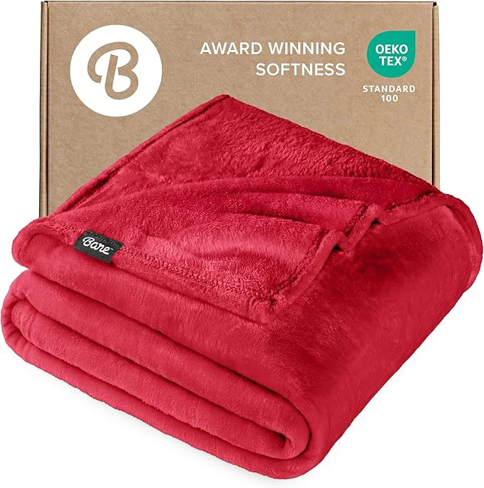 Reliable Bare Home Fleece Blanket - King Size - Ultra-Soft Lightweight for Bed Sofa and Couch - Luxury Microplush - Cozy Warm Blanket King Red Sustainable