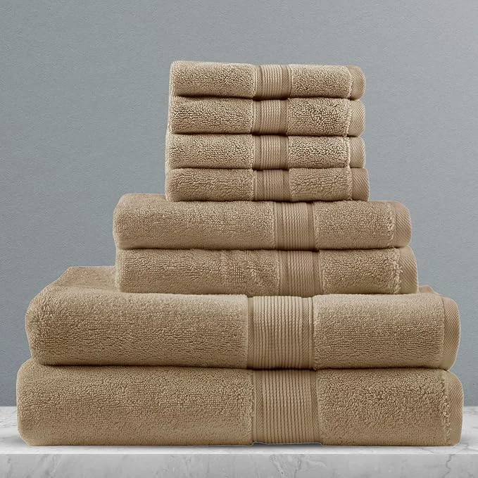 Expertly Made Madison Park 800GSM Bathroom Towel Set of 8 Cotton Bath Towel Set Healthy