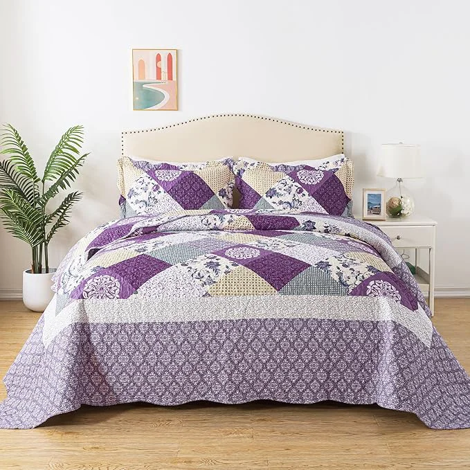High-End HoneiLife Oversized King Bedspreads 120x120-3 Pcs California King Quilt Extra Large Quilt Sets Oversized King Quilts Rustic Bedding Sets King Size Lightweight Coverlet Microfiber Bed Quilts Selected