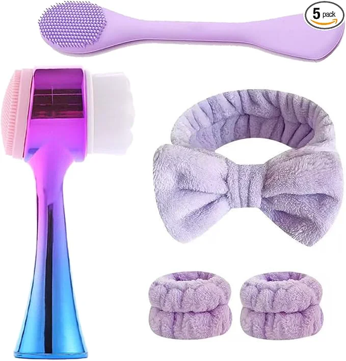 Green Facial Cleansing Brush 2 in 1Double-Sided Facial Cleaning Brush Practical