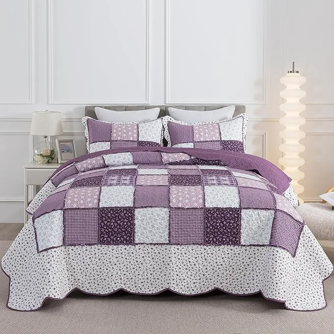 Carefully Designed HoneiLife Queen Quilt Bedding Sets - Floral Quilt Bedding Sets 3-Piece 90x96 Reversible Bedspreads Patchwork Coverlet Nostalgic Bedding Set All Season Quilts Fast