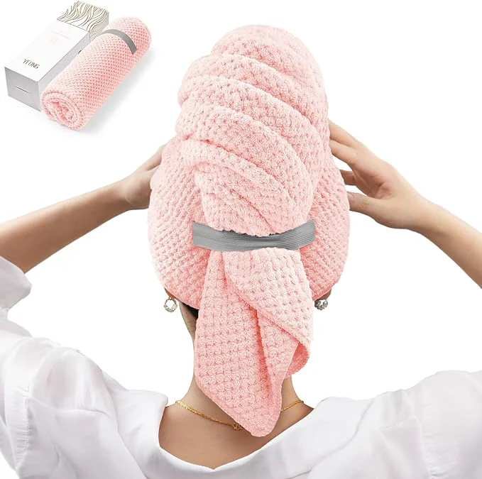 Trendy YFONG Large Hair Towel Wrap for Women Super Absorbent Microfiber Hair Towel Pure