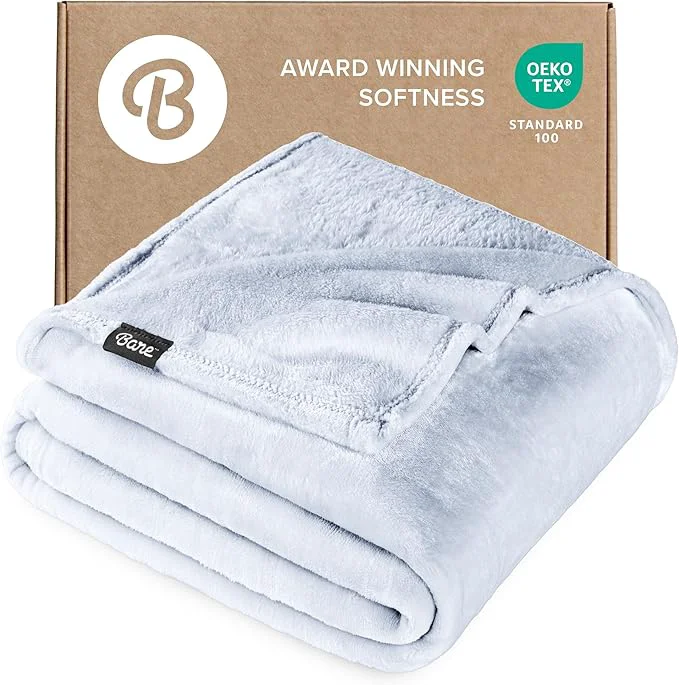 Next-Generation Bare Home Fleece Blanket - King Size - Ultra-Soft Lightweight for Bed Sofa and Couch - Luxury Microplush - Cozy Warm Blanket King Blue Mist Powerful