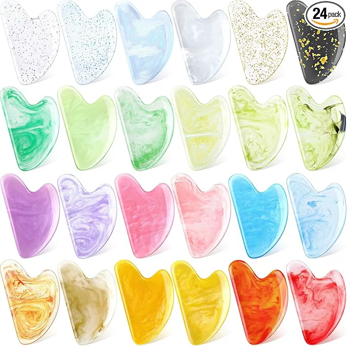 Trendy Sherr 24 Pcs Gua Sha Facial Tool Resin Gua Sha Massage Tool Heart Shaped Facial Enhanced