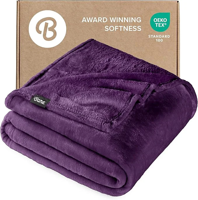 Flexible Bare Home Fleece Blanket - King Size - Ultra-Soft Lightweight for Bed Sofa and Couch - Luxury Microplush - Cozy Warm Blanket King Plum Genuine