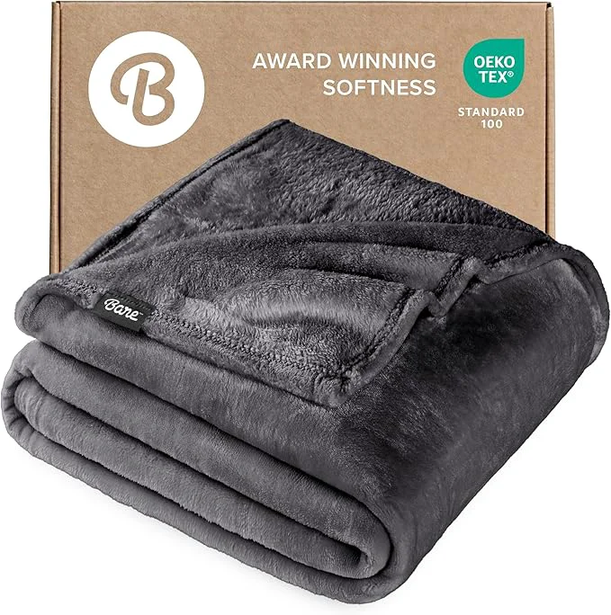 Bare Home Fleece Blanket - Twin Twin Extra Long - Ultra-Soft Lightweight for Bed Sofa and Couch - Luxury Microplush - Cozy Warm Blanket Twin Twin XL Forged Iron Grey Environmentally Friendly