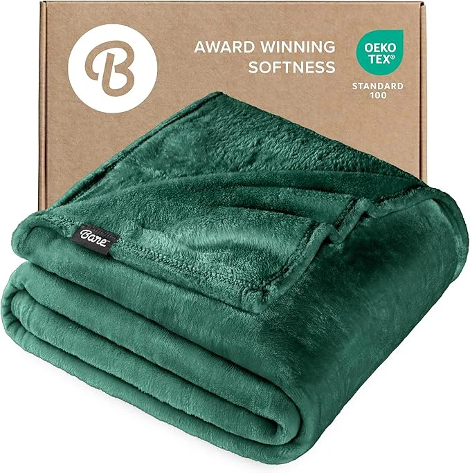 Fashionable Bare Home Fleece Blanket - Twin Twin Extra Long - Ultra-Soft Lightweight for Bed Sofa and Couch - Luxury Microplush - Cozy Warm Blanket Twin Twin XL Forest Green Original Design