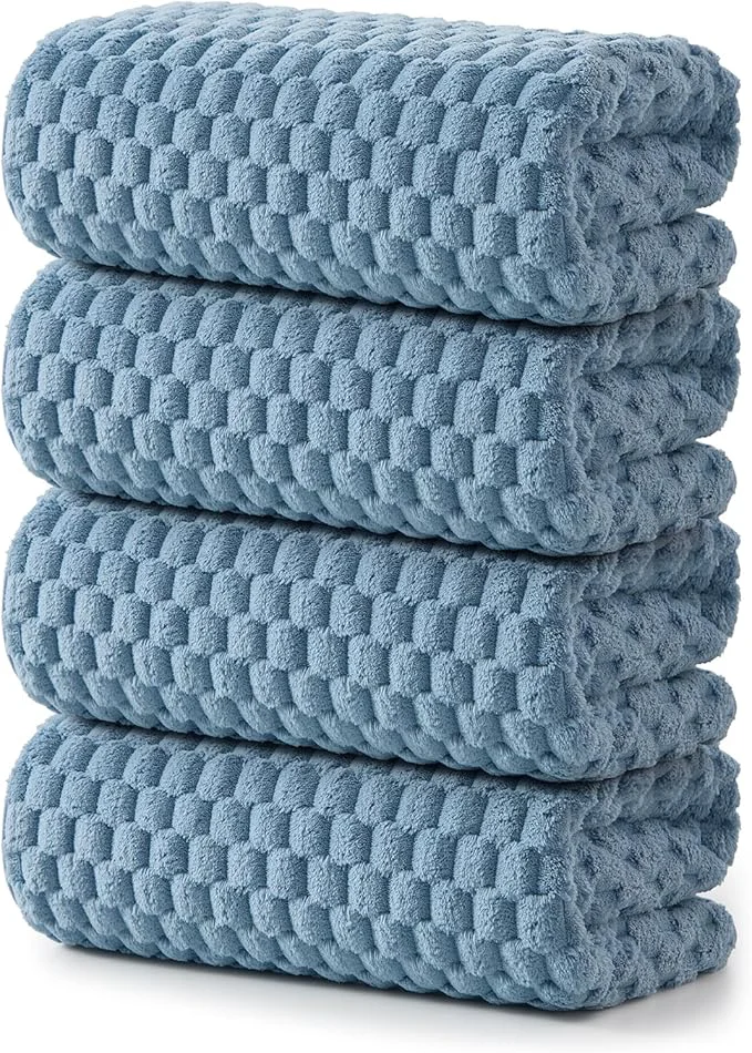 Clean REDKISS 4 Pack Blue Microfiber Bath Towels Elite