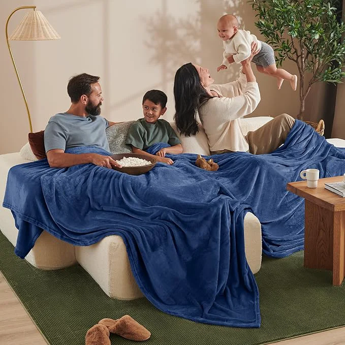 Quality Bare Home Fleece Blanket - Giant Size - Ultra-Soft Lightweight for Bed Sofa and Couch - Luxury Microplush - Cozy Warm Blanket Giant Dark Blue Responsible