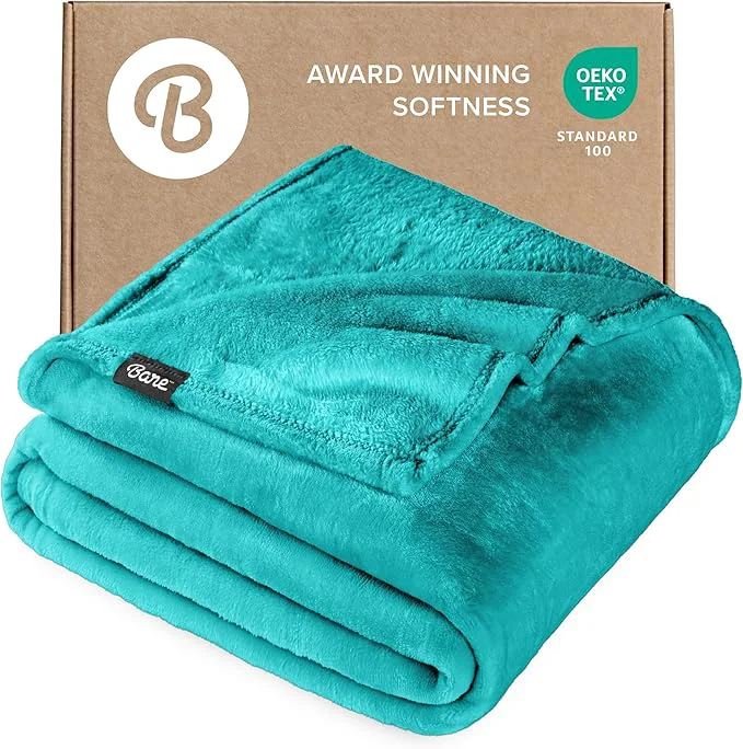 Official Bare Home Fleece Blanket - Twin Twin Extra Long - Ultra-Soft Lightweight for Bed Sofa and Couch - Luxury Microplush - Cozy Warm Blanket Twin Twin XL Emerald First-Class