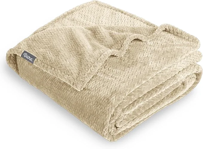 Modern Bare Home Textured Fleece Blanket - King Size - Ultra-Soft Lightweight for Bed Sofa and Couch - Luxury Microplush - Cozy Warm Blanket King Chevron Oyster Outstanding