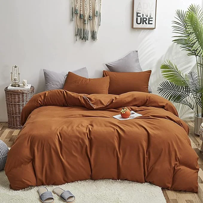 Long-Lasting KAREVER Pumpkin Color Comforter Set Twin Cinnamon Bedding Set Girls Solid Burnt Orange Bed Comforter Set Plain Pumpkin Color Breathable Blanket Teens Cinnamon Color Lightweight Quilts Set Twin Size Superior