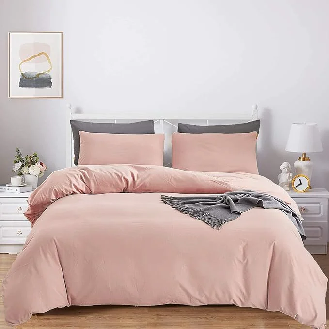 Luxury KAREVER Pink Comforter Set Queen Blush Bedding Set Girls Bed Comforter Set Breathable Blanket Teens Light Pink Lightweight Quilts Set Queen Size Trendy
