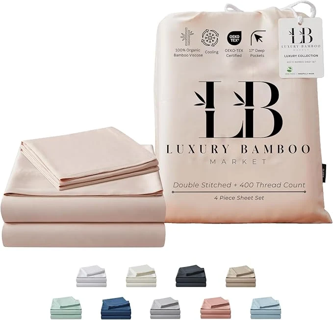 Premium Material Full Size Sheet Set Organically Grown Ultra Soft amp Cooling Viscose 17 quot Deep Pocket Vintage Pink Genuine