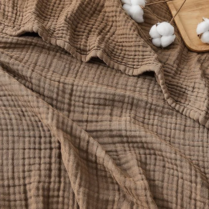 User-Friendly EMME Cotton Muslin Twin XL Blanket Breathable Gauze Blanket Soft Lightweight Blankets Adults Gifts for Women Brown 66 quot x90 quot Smart