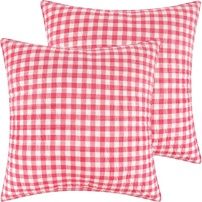 Sophisticated Levtex Home - Home for Christmas - Euro Shams Set of 2 - Red and Cream - 26x26in. No Insert - Cotton Polyester Fashionable