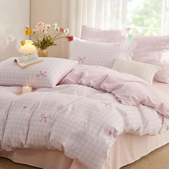 Proven Pink Twin Comforter Set - Pink Bow Quilt Bedding Set 2 Pieces Heart Comforter Set Twin Size Soft amp Lightweight Comforter 68 x 90 for Girl All Season amp 1 Pillowcase 30 x20 Dependable