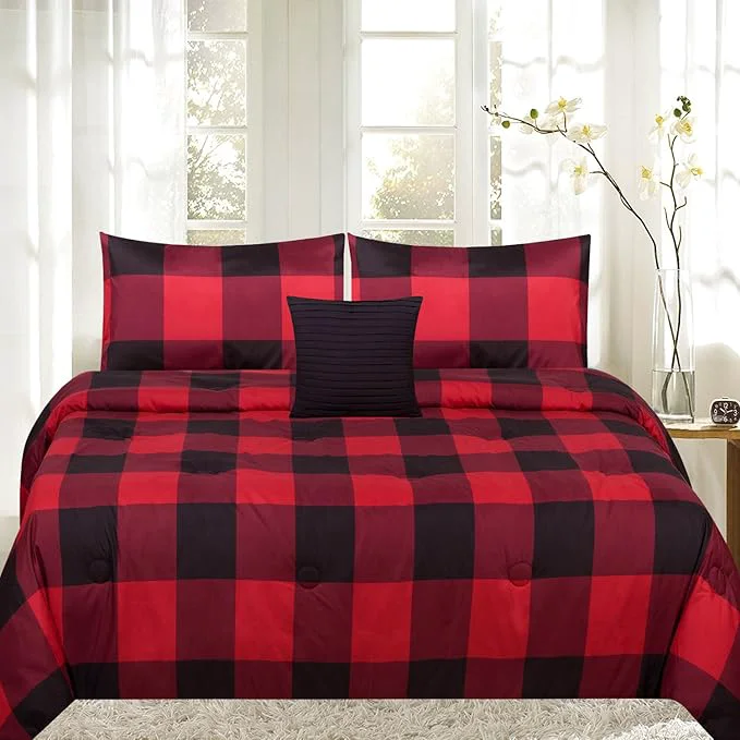 Expertly Made Sweet Home Collection 4PC-CMF-BFFALO-FQ 4Piece Print Reversible Comforter Set Buffalo Full Queen Advanced